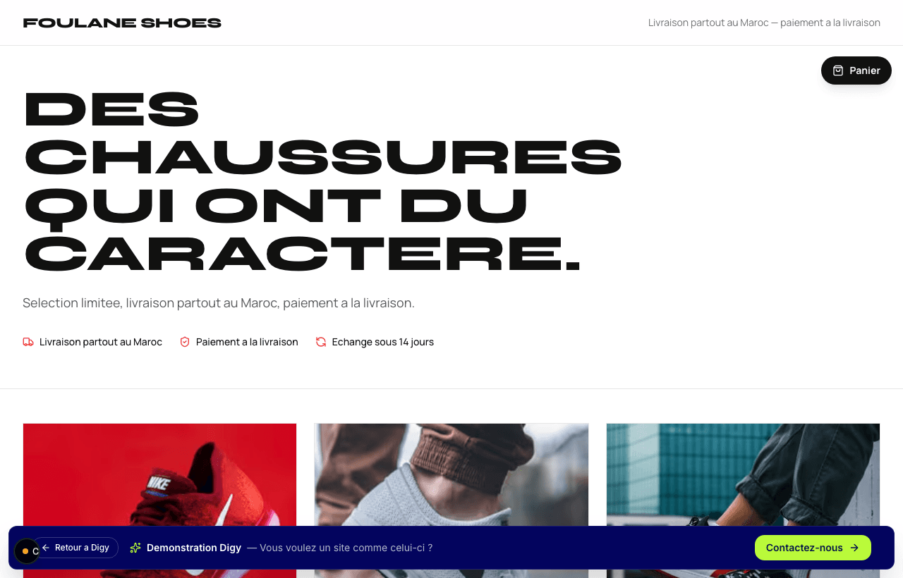 Aperçu du site Foulane Shoes